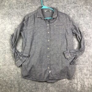 Woolrich Shirt Women's XL Gray Cotton Linen Blend Snap Button Western Collared